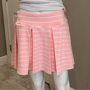 NWT SEWING DOWN SOUTH x Crown & Ivy Sz M Pink Striped Women's Skort Skirt pleats